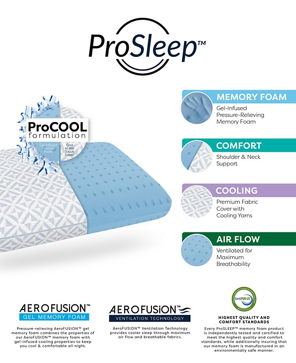 Cool Comfort Memory Foam Gusseted Bed Pillow, Oversized